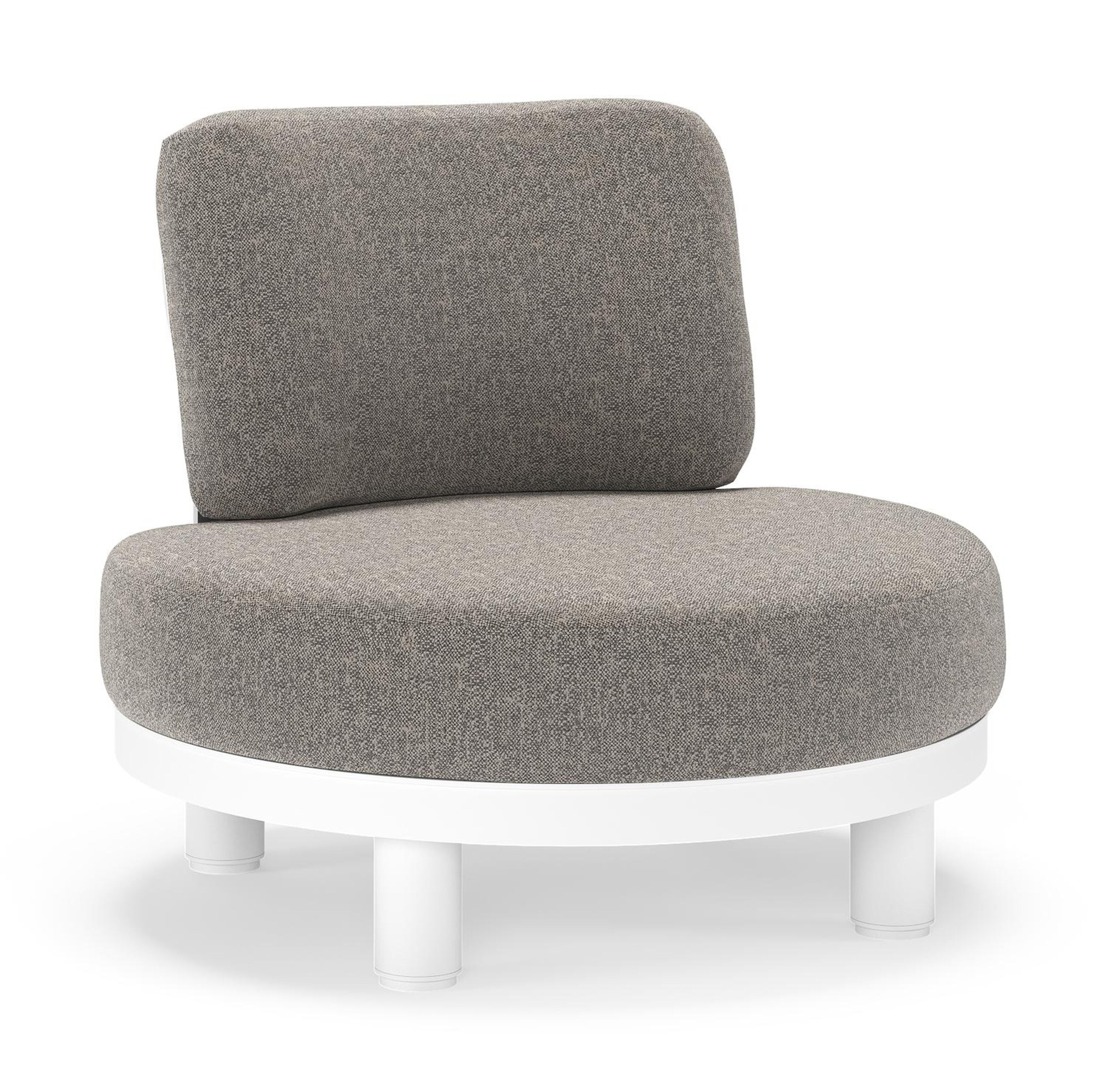 Fauteuil de jardin Donato en aluminium blanc et coussins en all weather sunbrella® luxe Chartres Drizzle