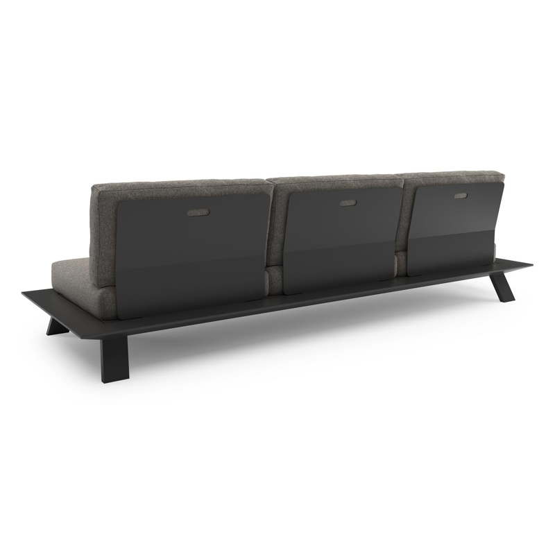 Cesano loungebank in zwart aluminium met chartres drizzle all weather Sunbrella® luxe kussen