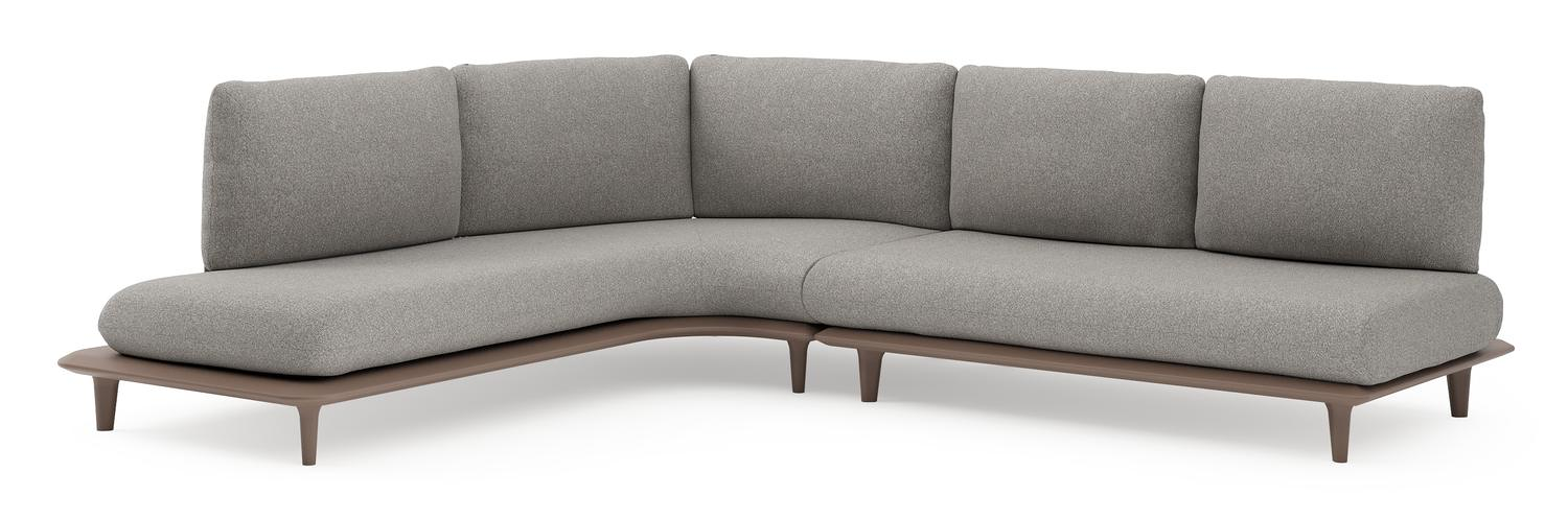 Bomero loungehoek in taupe aluminium met tundra charcoal all weather sunbrella® luxe kussen