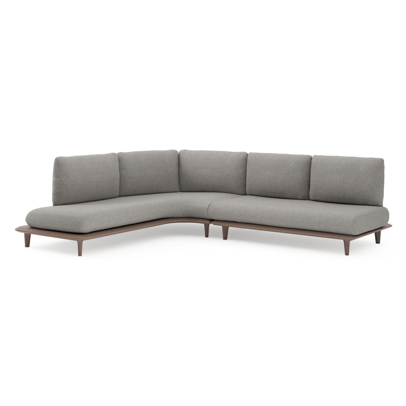 Bomero loungehoek in taupe aluminium met tundra charcoal all weather sunbrella® luxe kussen