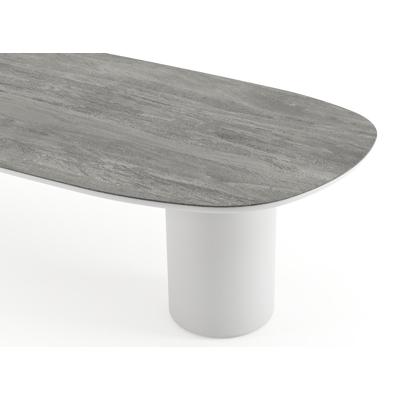 Amico tuintafel bombo in wit aluminium en volkeramiek Aspen Grey - L 320 x B 130 x H 73.5 cm