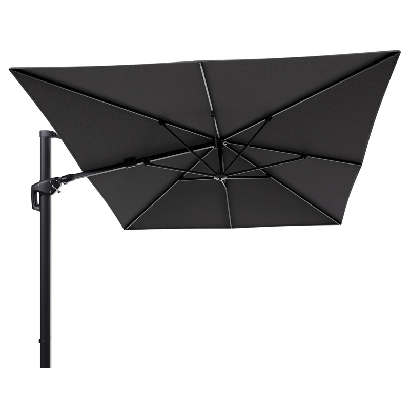 Parasol pendant Minore avec fonction tilt en aluminium noir et toile de parasol en All Weather Solica Firenze Tunder  - Lg.1 400 x Lg.2 300 cm (sans pied de parasol)