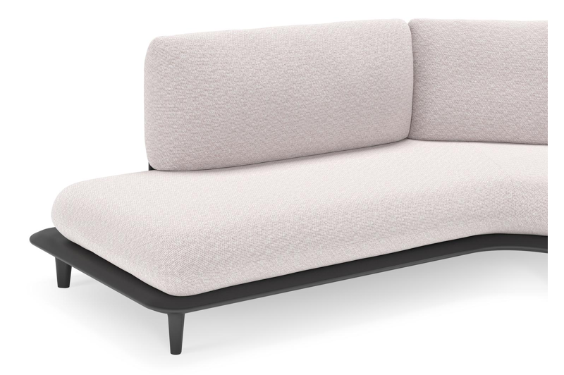 Salon de jardin d'angle Bomero en aluminium noir et coussins en all weather sunbrella® luxe wander gobi