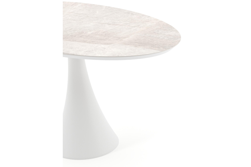 Table de jardin Fano oval en aluminium blanc et céramique pleine Taj Mahal - Lg. 140 x Lrg. 80 x Haut. 74.5 cm