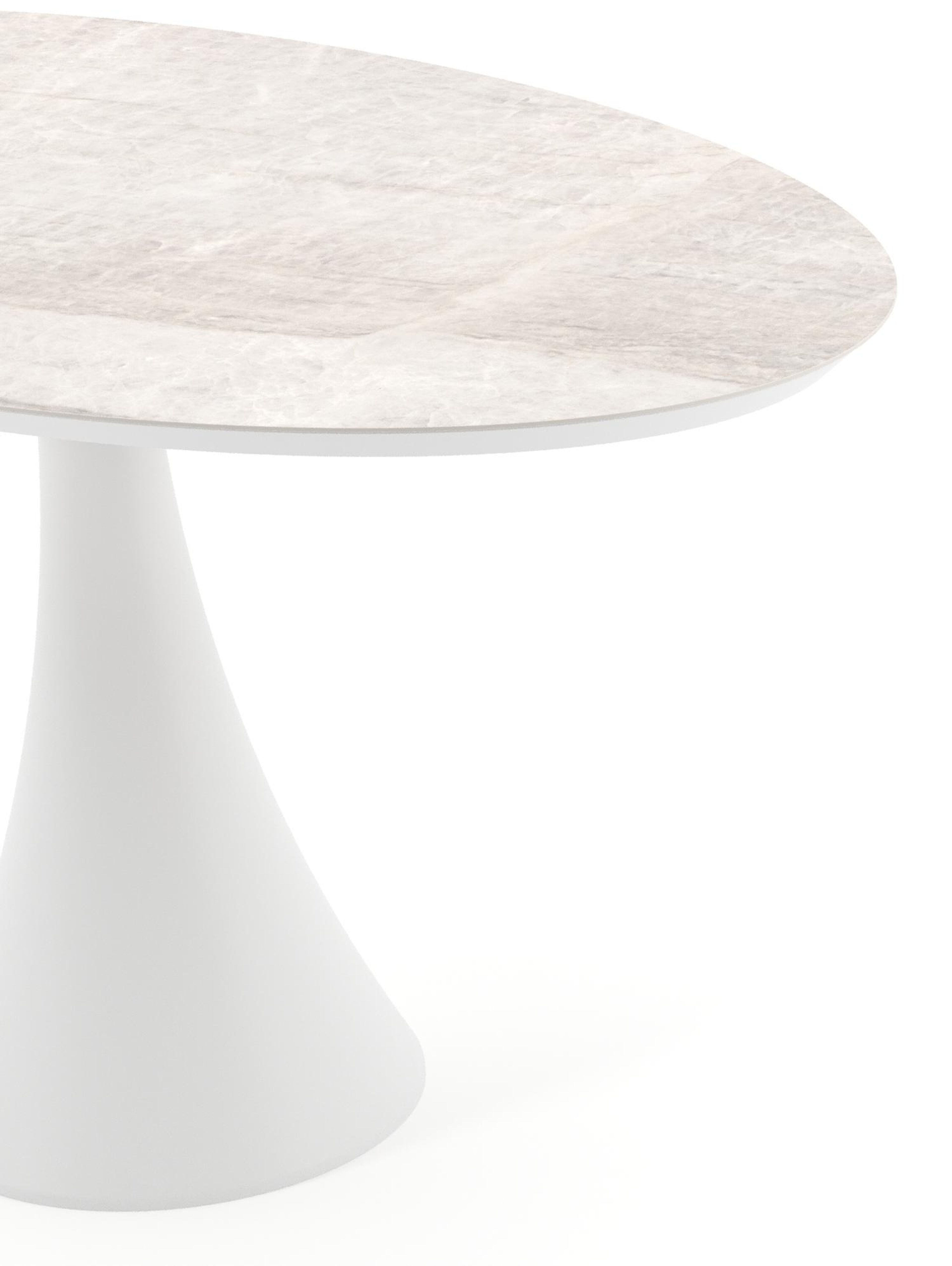 Fano tuintafel ovaal in wit aluminium en volkeramiek Taj Mahal - L 140 x B 80 x H 74.5 cm