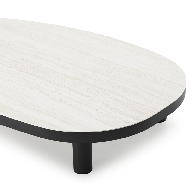 Donato loungetafel in zwart aluminium en volkeramiek calista - L 151 x B 90 x H 25 cm