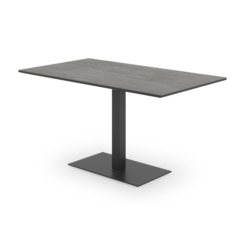 Piemonte tuintafel rechthoekig in zwart aluminium en volkeramiek aspen grey - L 140 x B 80 x H 73 cm