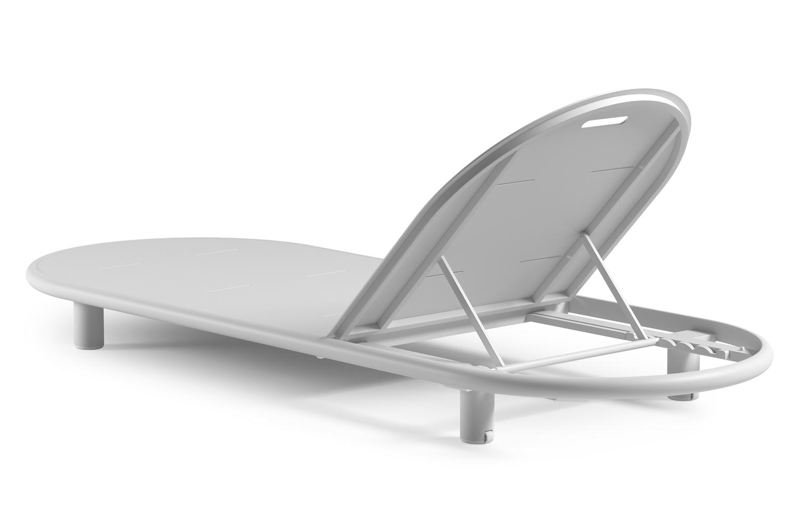 Lomano verstelbaar ligbed in wit aluminium met natte sooty all weather sunbrella® luxe