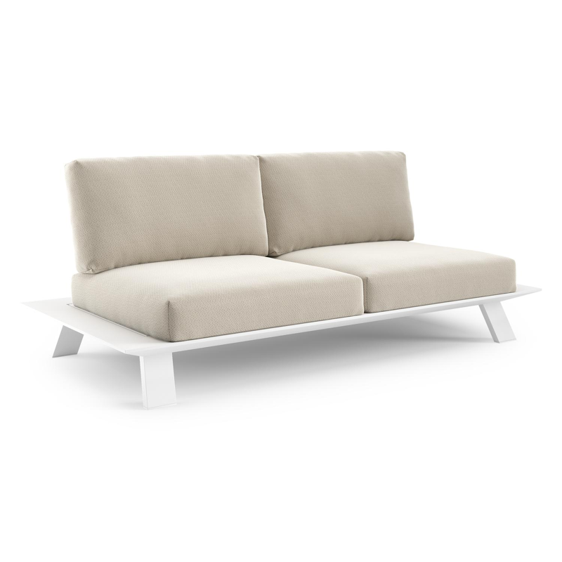 Cesano loungebank 2-zit in wit aluminium met lopi marble all weather sunbrella® luxe kussen