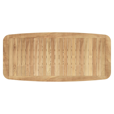 Pamplona tuintafel bootvorm in zwart aluminium en teak natural finish - L 240 x B 110 x H 72 cm