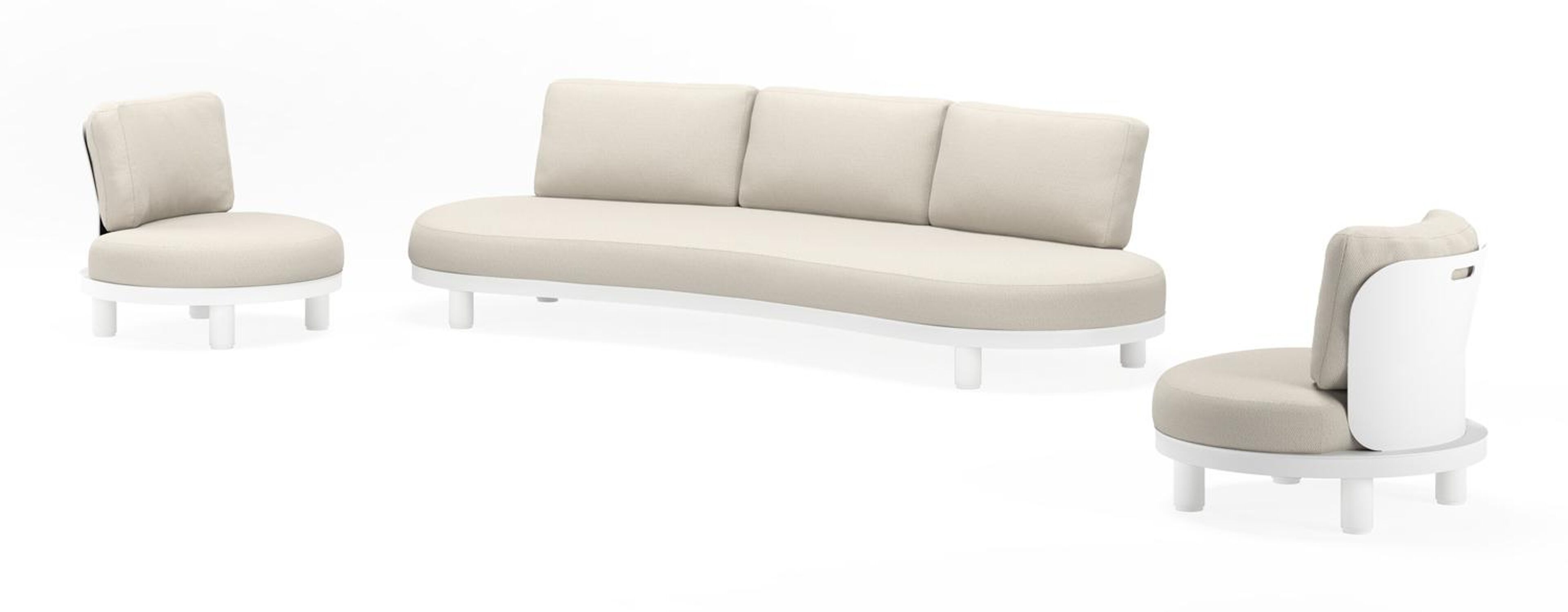 Donato loungeset in wit aluminium met lopi marble all weather sunbrella® luxe kussens