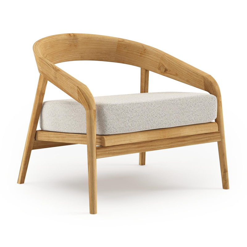 Lacrima loungestoel in teak met firenze natural all weather Solica kussen