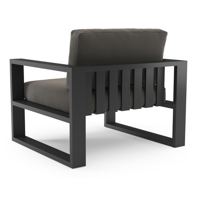 Verato loungestoel in zwart aluminium met natte dark taupe all weather sunbrella® luxe kussen