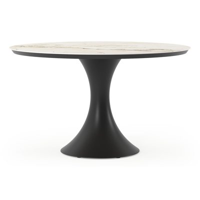 Fano tuintafel rond in zwart aluminium en volkeramiek colorado dunes - Dia. 130 x H 75 cm