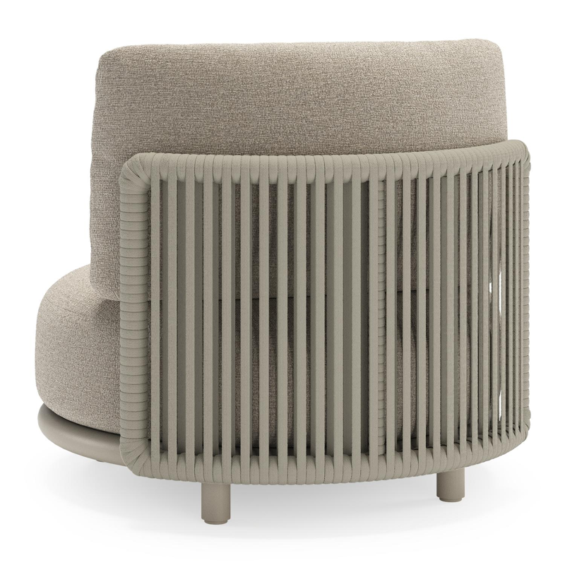 Lomano loungestoel in beige aluminium en beige verticaal geweven luxe vlakke rope met Catania Sand all weather cosytica