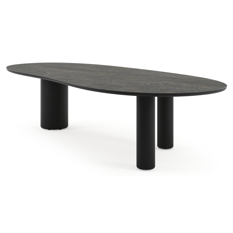 Table de jardin Amico organique en aluminium noir et céramique pleine Black Obsession - Lg. 320 x Lrg. 145 x Haut. 73.5 cm
