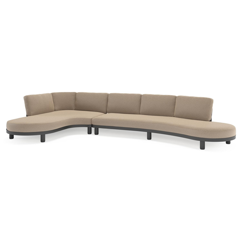 Salon de jardin d'angle Donato en aluminium noir et coussins en all weather solica Firenze Earth