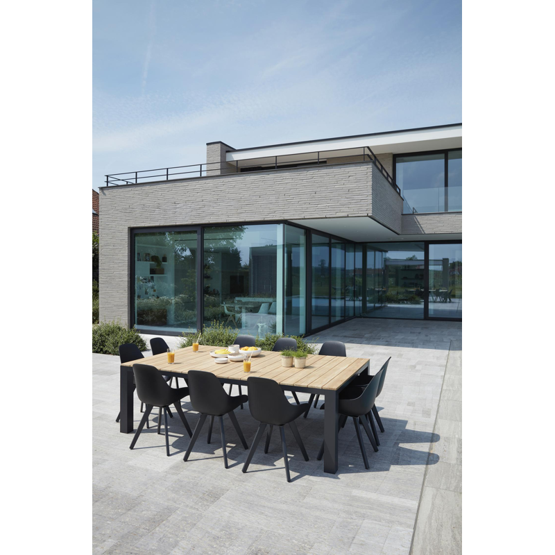 Nano tuintafel in zwart aluminium en teak - L 240 x B 148 x H 75 cm
