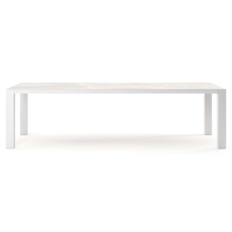 Nano tuintafel rechthoekig in wit aluminium en volkeramiek Taj Mahal - L 280 x B 110 x H 75 cm