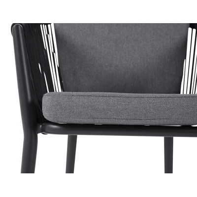 Orso tuinstoel in zwart aluminium en zwart rope