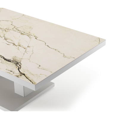 Cirello loungetafel in wit aluminium en colorado dunes volkeramiek - L 140 x B 80 x H 71 cm