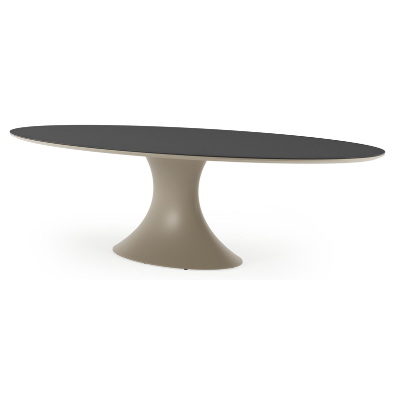 Fano tuintafel ovaal in beige aluminium en volkeramiek Nero Black - L 290 x B 148 x H 75 cm