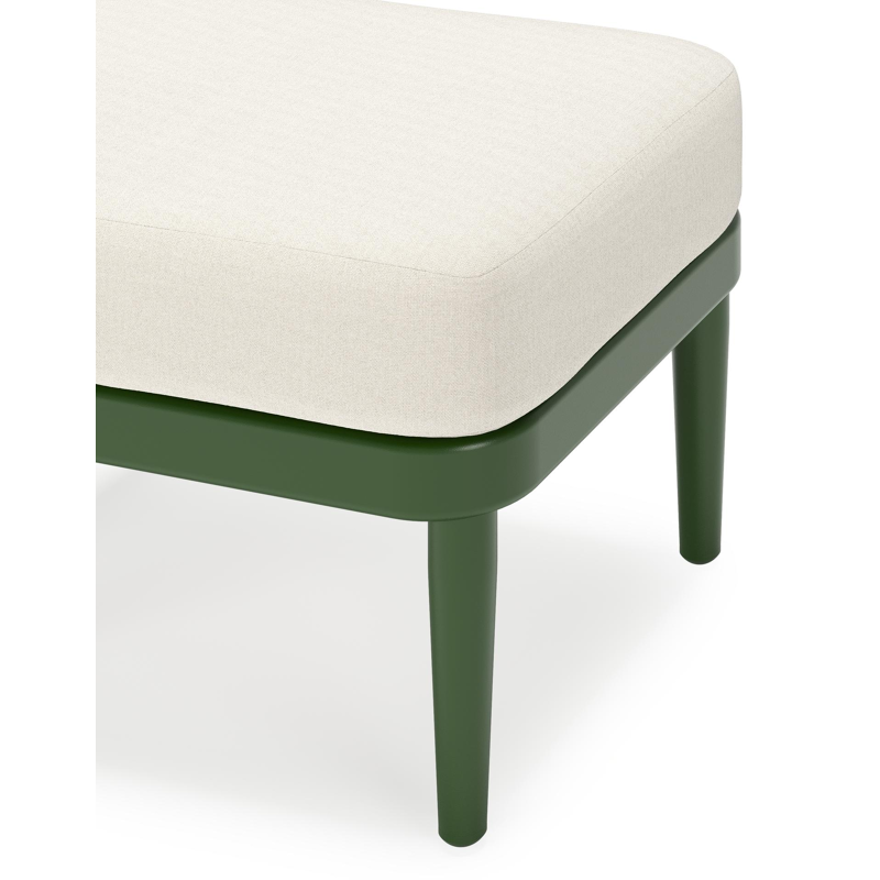 Orso poef in groen aluminium met Natte White all weather sunbrella® luxe kussen