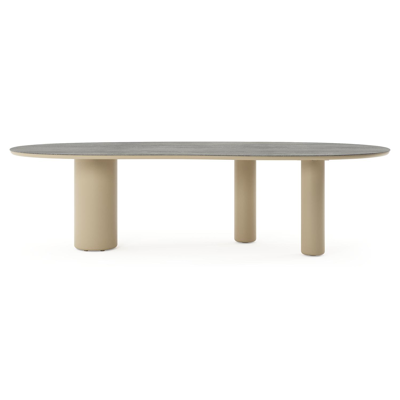 Amico tuintafel organisch in beige aluminium en volkeramiek Aspen Grey - L 280 x B 120 x H 73.5 cm