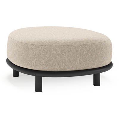 Lupino poef in zwart aluminium met chartres pewter all weather sunbrella® luxe kussen