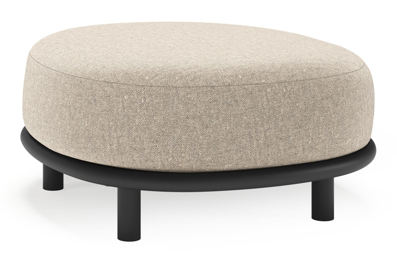 Lupino poef in zwart aluminium met chartres pewter all weather sunbrella® luxe kussen