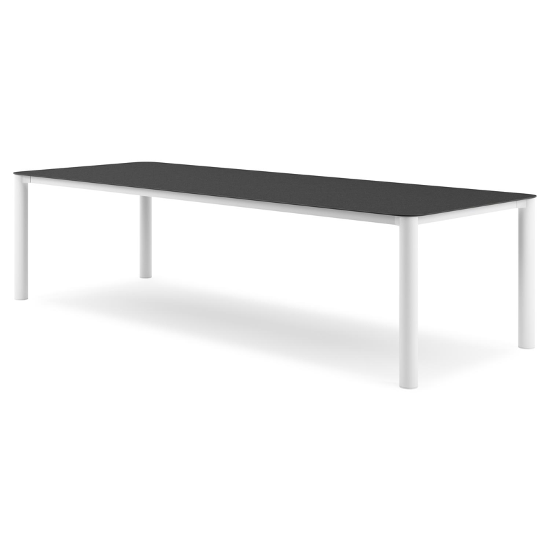 Table de jardin Orso rectangulaire arrondi en aluminium blanc et céramique pleine Nero Black - Lg. 290 x Lrg. 110 x Haut. 73.5 cm