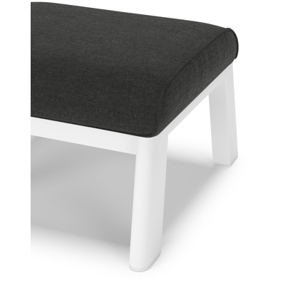 Cirello poef in wit aluminium met chartres sooty all weather sunbrella® luxe kussen