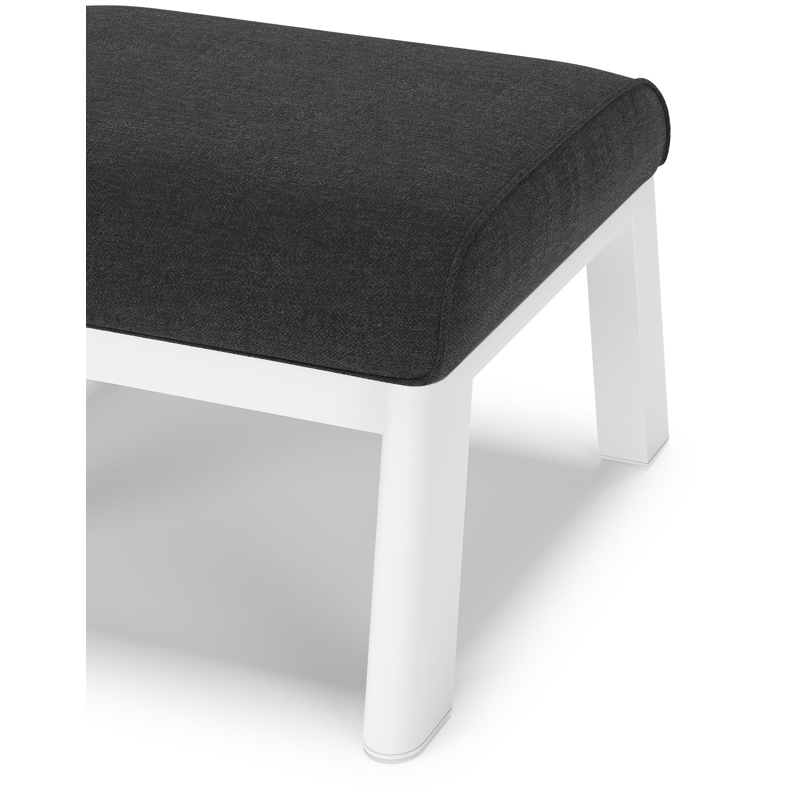 Cirello poef in wit aluminium met chartres sooty all weather sunbrella® luxe kussen