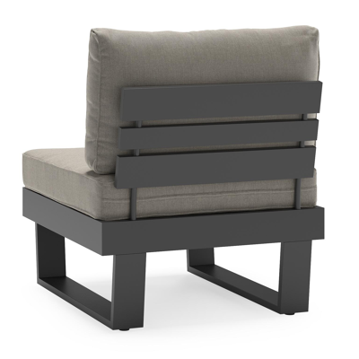 Alora loungestoel in zwart aluminium met grijs weather+ softtouch kussens