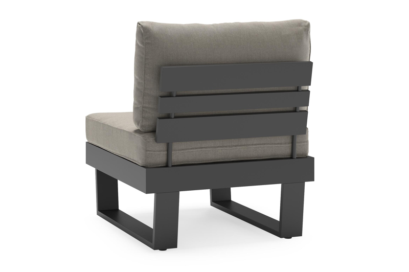 Alora loungestoel in zwart aluminium met grijs weather+ softtouch kussens