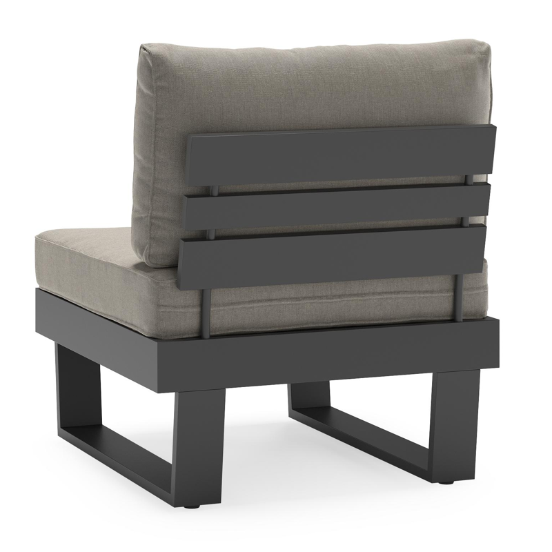 Alora loungestoel in zwart aluminium met grijs weather+ softtouch kussens