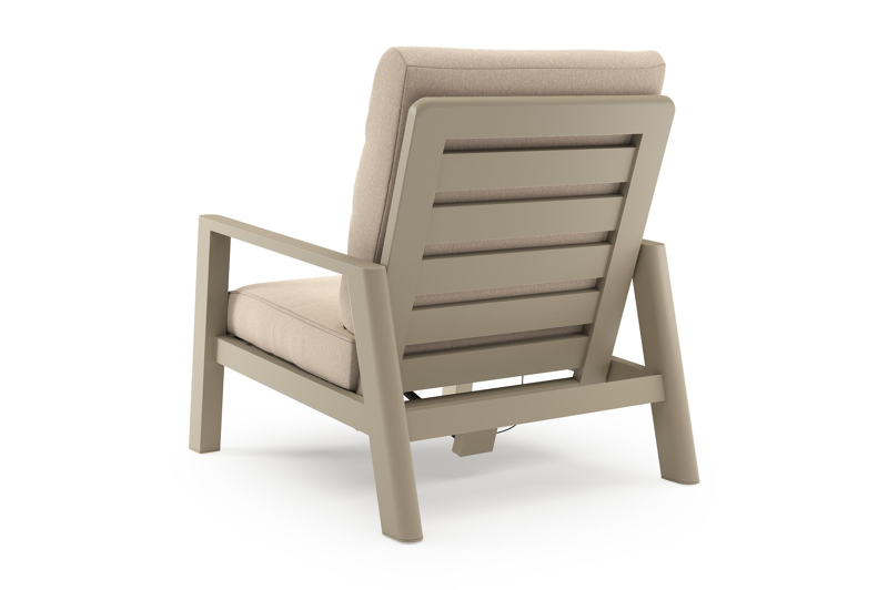 Cirello loungestoel in beige aluminium met heritage papyrus all weather sunbrella® luxe kussen