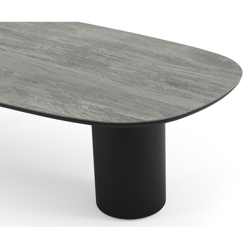 Amico tuintafel bombo in zwart aluminium en volkeramiek Aspen Grey - L 270 x B 125 x H 73.5 cm