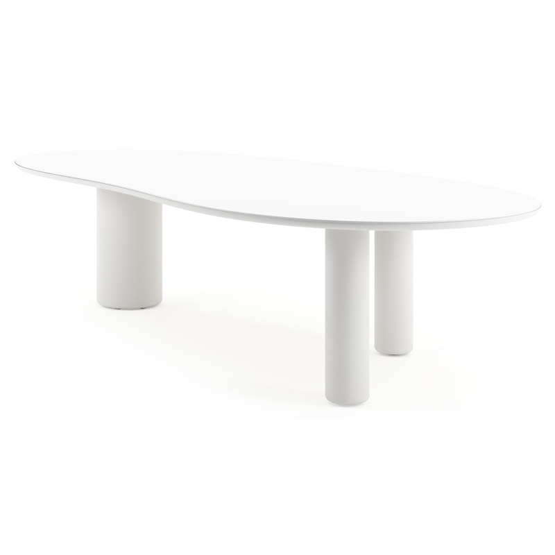Amico tuintafel organisch in wit aluminium en volkeramiek Arctic White - L 320 x B 145 x H 73.5 cm