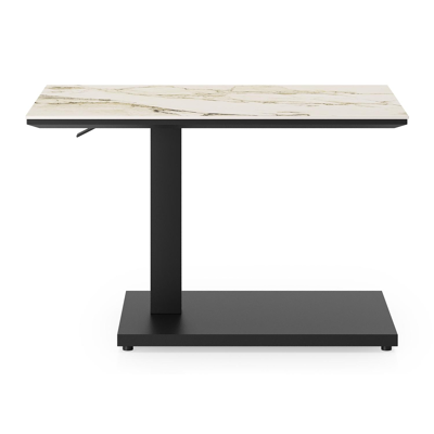 Table d'appoint Cirello Pop-up en aluminium noir et céramique pleine colorado dunes - Lg. 70 x Lrg. 80 x Haut. 66 cm