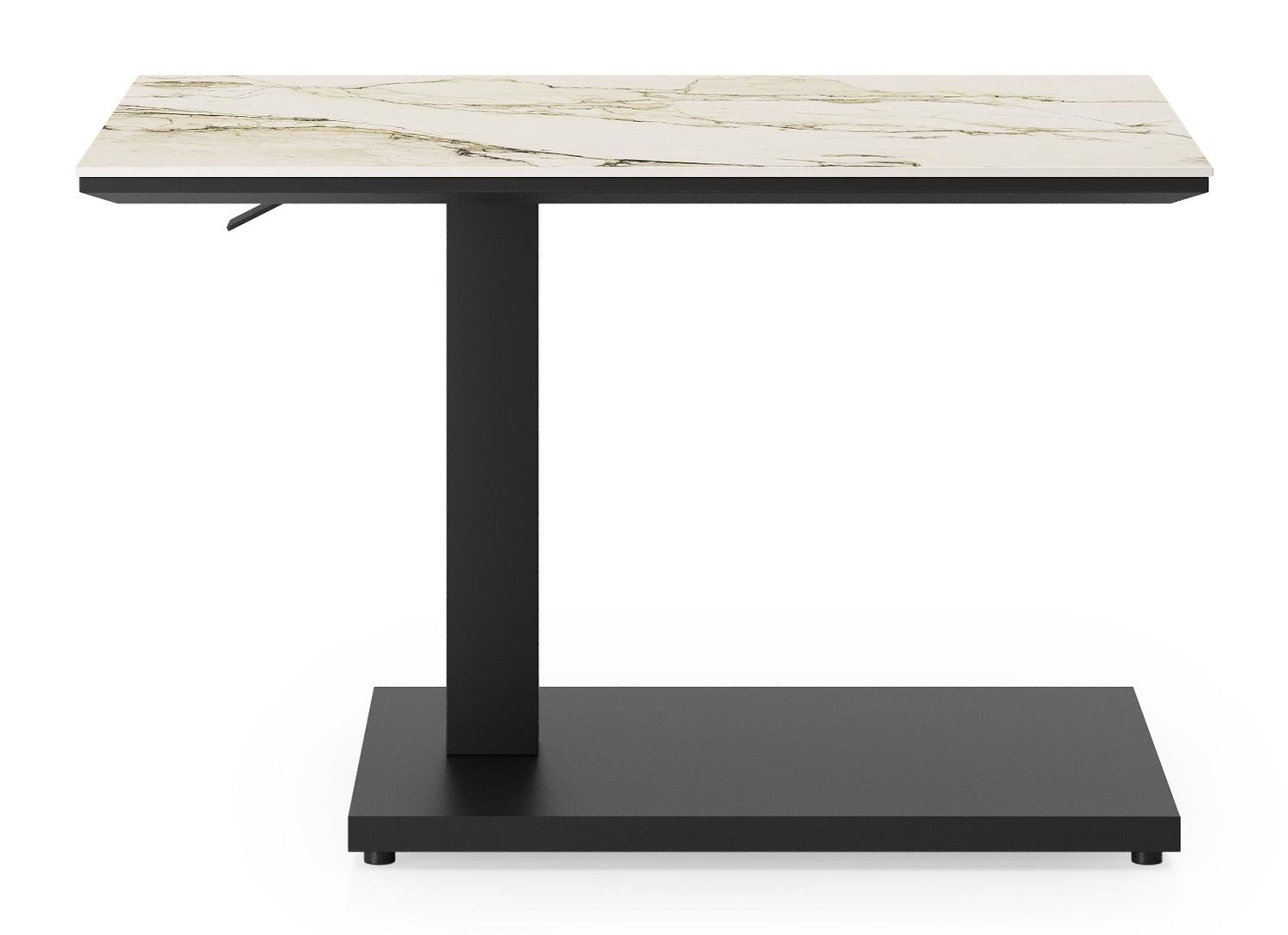 Table d'appoint Cirello Pop-up en aluminium noir et céramique pleine colorado dunes - Lg. 70 x Lrg. 80 x Haut. 66 cm