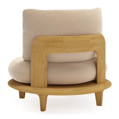 Bomero loungestoel in teak met natte heather beige all weather sunbrella® luxe kussen