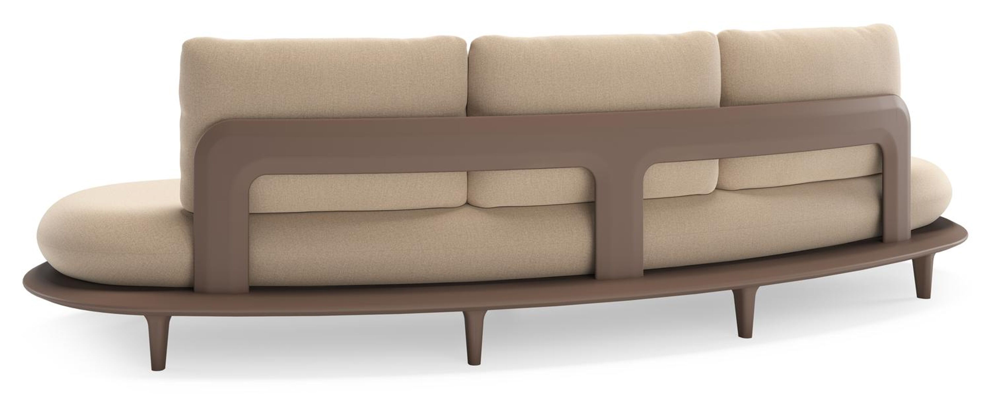 Salon de jardin Bomero en aluminium taupe et coussins en all weather sunbrella® luxe natte heather beige