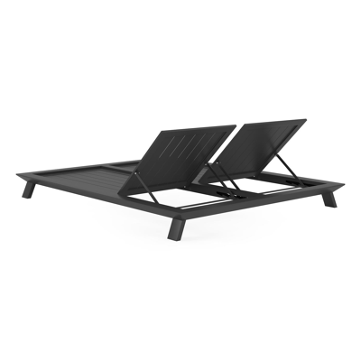 Cesano verstelbaar dubbel ligbed in zwart aluminium met althea off white all weather cosytica kussen