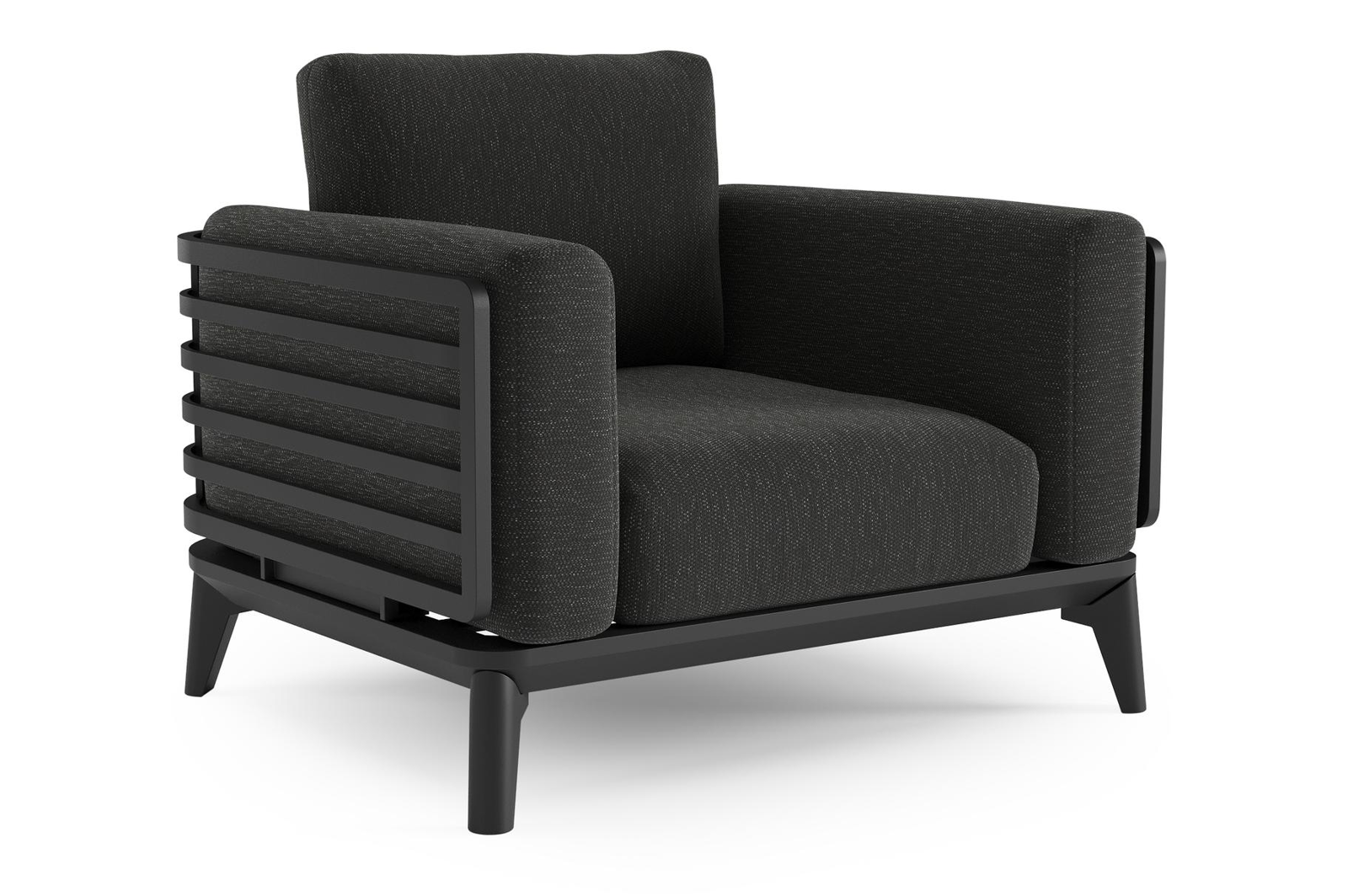 Mosa loungestoel in zwart aluminium met sky black weather+ softtouch kussen
