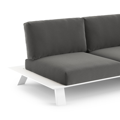 Cesano loungebank 2-zit in wit aluminium met natte charcoal chine all weather sunbrella® luxe kussen