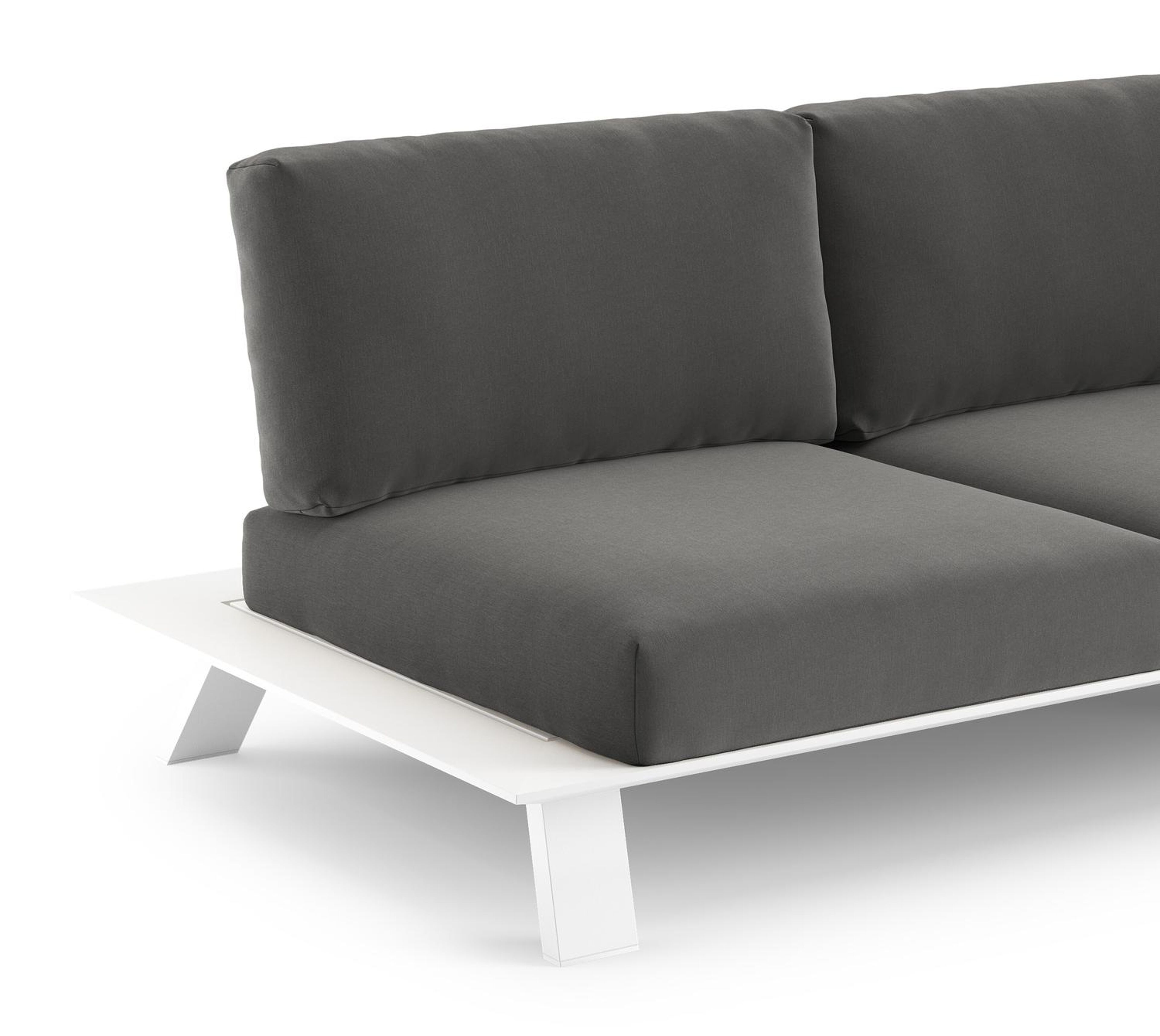 Cesano loungebank 2-zit in wit aluminium met natte charcoal chine all weather sunbrella® luxe kussen