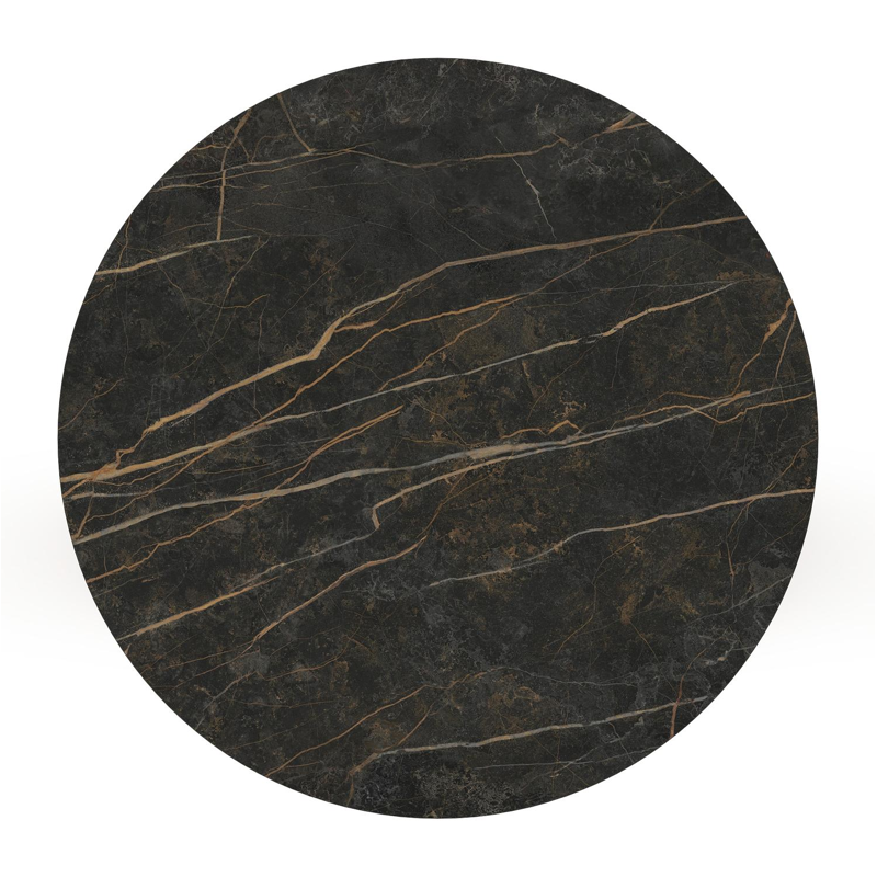 Table de basse Bomero en teck et céramique plein Black Obsession - Diam. 85 x Haut. 20 cm