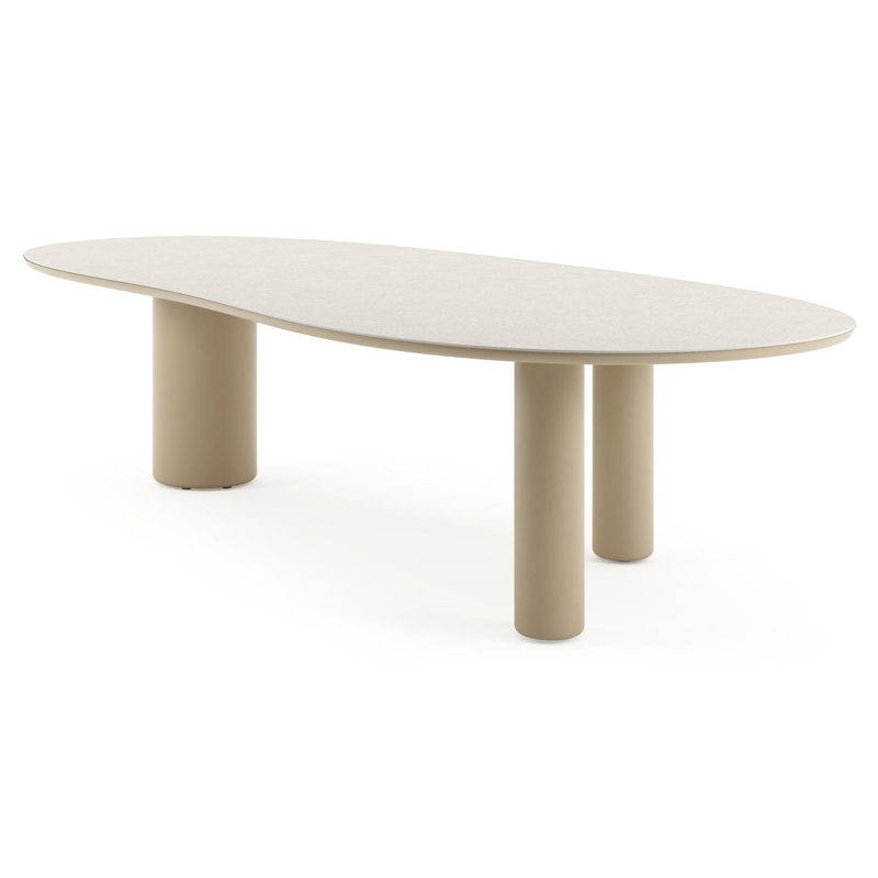 Amico tuintafel organisch in beige aluminium en volkeramiek Shilin - L 320 x B 145 x H 73.5 cm