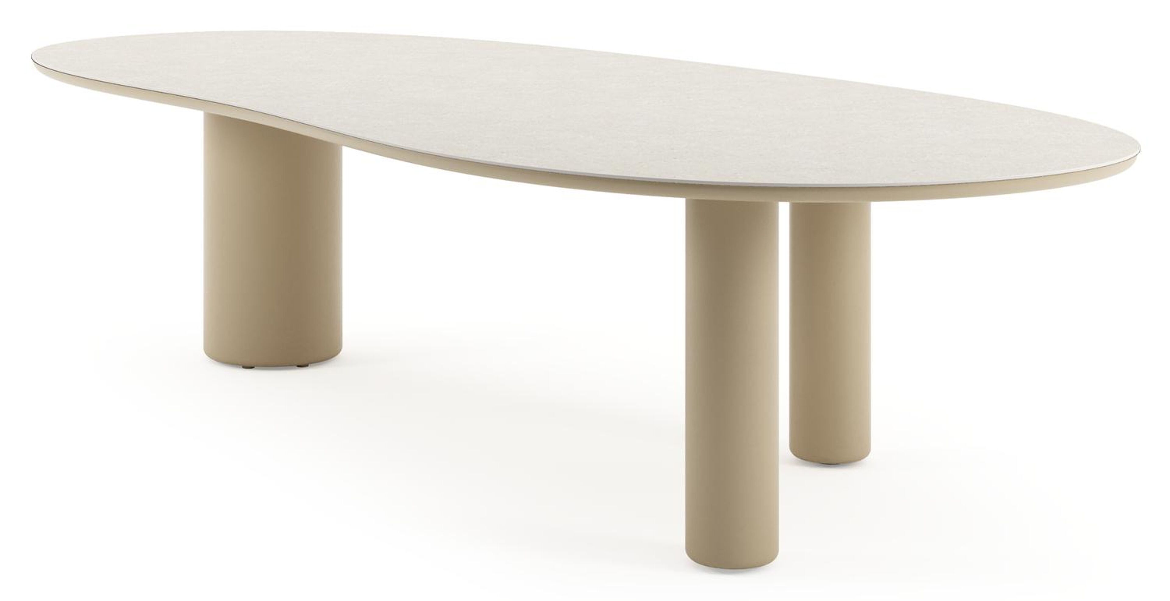 Amico tuintafel organisch in beige aluminium en volkeramiek Shilin - L 320 x B 145 x H 73.5 cm